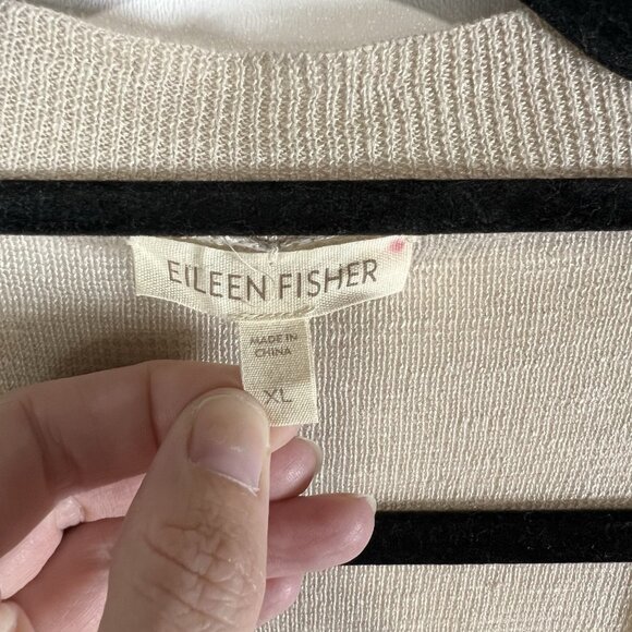 Eileen Fisher Sweater Womens XL Cream Cardigan Linen Blend Minimalist Beachy - Picture 4 of 9
